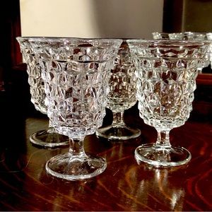 Four Fostoria American Clear Low Goblets-9oz Pattern 2056